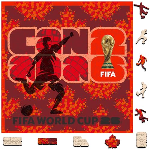 Image of FIFA Canada Poster Wooden Puzzle for Adult, 200 Pieces Irregular Shape Puzzle, 5MM Thick, Creative Collectible Gift for Fans, Officially Licensed Product, 11 x 11