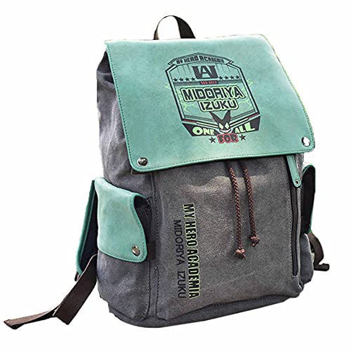 My Hero Academia Deku Izuku Midoriya - Mochila escolar de lona verde, verde