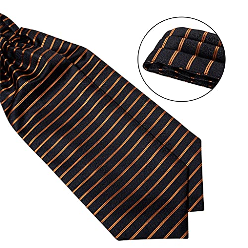 Corbata clásica negra rayada de seda para hombre miniatura 3
