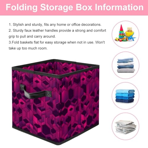 Boîte de rangement pliable rose carré géométrique grand cube pour placard