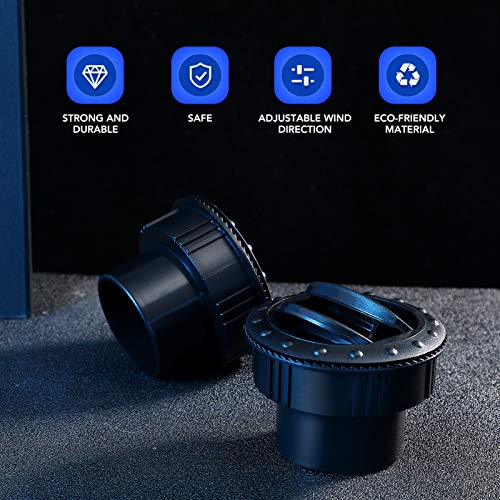 FAVOMOTO 60mm Autoinnenraumheizung A/Lüftungsöffnung Abdeckung Outlet, Armaturenbrett Klimaanlage Deflektor Seitendach Air Black Vent Outlet Round Louvered Dash für Wohnmobil Anhänger Lüftungsöffnung