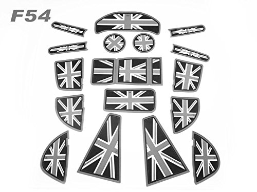 CarLab (17 Negro Gris Union Jack Posavasos Posavasos Soporte de Bebidas Lateral de Felpudo para F54