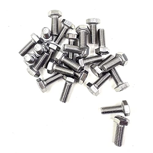 Image of M6-1.0 x 16mm Hex Bolt, Hexagon Screws, 304 Stainless Steel 18-8, Fully Thread, Plain Finish, Coarse Thread UNC 25 PCS (M6x16mm)