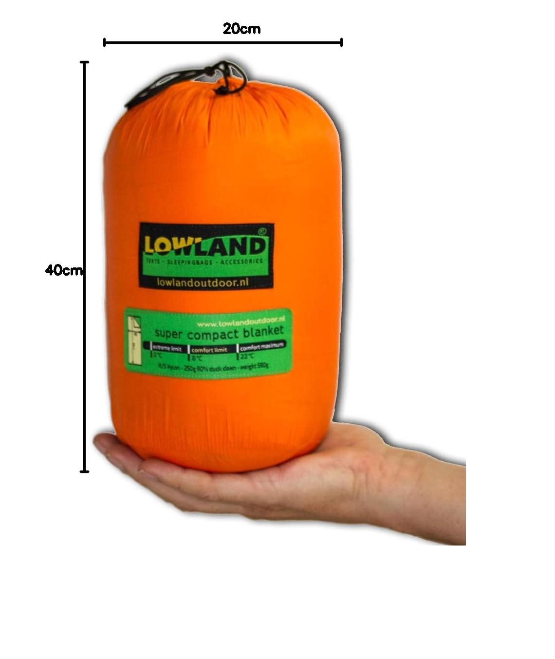 LOWLAND OUTDOOR Unisex Adult Super Compact Blanket-590g-210cm +8°C Orange 210x80x80cm
