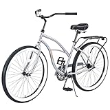 MEGHNA Cruiser Bike Single Speed 26 inch Wheel Coaster Brake with Rear Rack Cruiser Bicycle for Women Men, Titanium