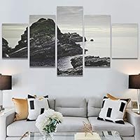 SIGNWIN 5 Panel Canvas Wall Art Modern Art Beach Coastal Multicolor Photography Relax/Calm Romantics for Home Decorations Ready to Hang - 60