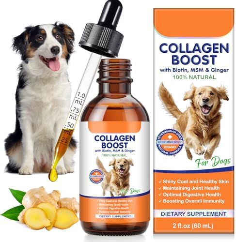 Premium Grass-Fed Liquid Collagen for Dogs - Skin and Coat Support Supplement with Biotin, Vitamin C and Hyaluronic Acid