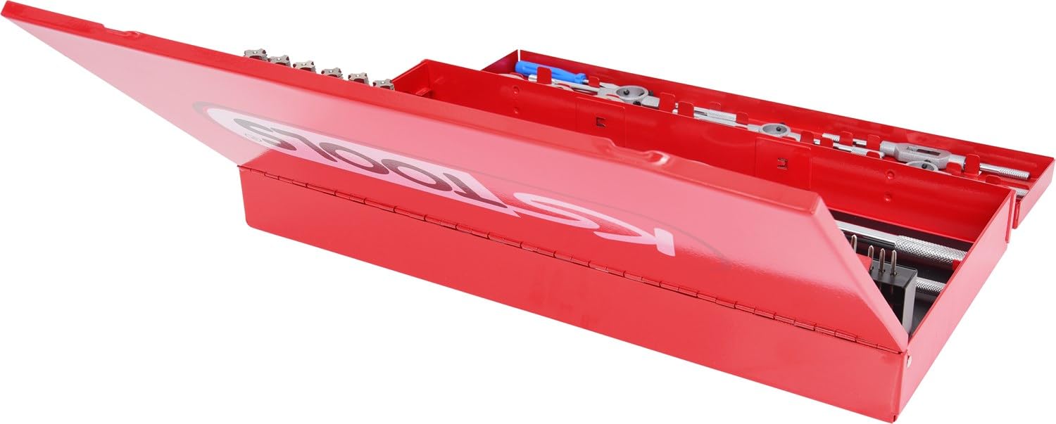 KS TOOLS 331.0654 - Coffret De Jeux De Tarauds Et Filières - Avec Mallette De Rangement Rouge En Acier Anti-Rouille - Outtilage Mecanique Auto - Gris - 54 Pièces