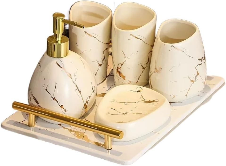 Bathroom Five-piece Toiletry Set Pieces Brushing Teeth Mouthwash Cup Sink Decoration