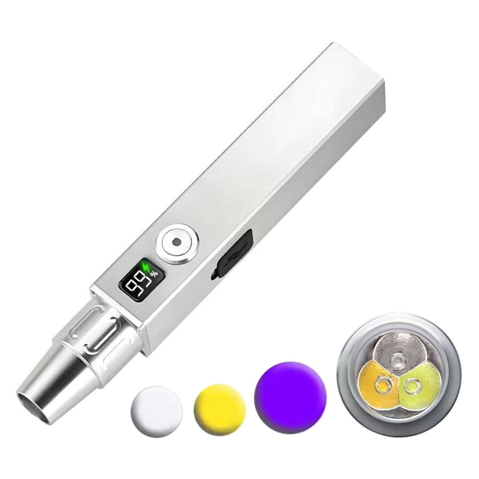 Kaeltsyn Multifunctional Aluminum Flashlight with Three Light Modes Perfect for Analysis and Porcelain Research USB Powered Adjustable Torch with Interchangeable Compact Multifunctional LED Light