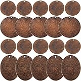 AKHAT Metal Stamping Blanks for Metal Stamping and Jewelry Making Supplies (20 Pack) (Antique Red Copper, Circle, and Oval)