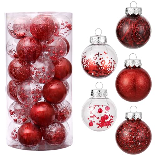 Garvee 30 Pcs Christmas Ball Ornaments, 2.36 Inch/6 Cm Shatterproof Christmas Tree Balls for Holiday Wedding Party Decoration, Red