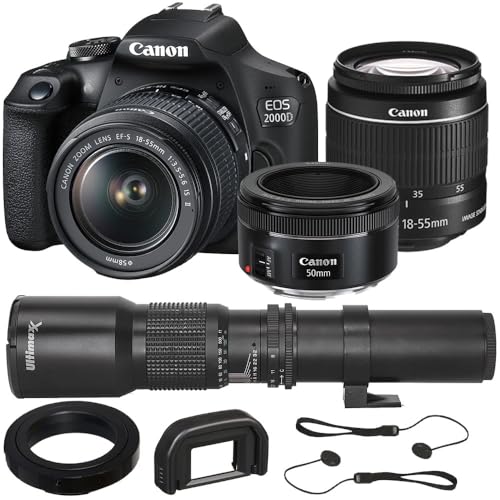 SSE Canon EOS 2000D con lentes 18-55mm, 50mm y telefoto miniatura 1