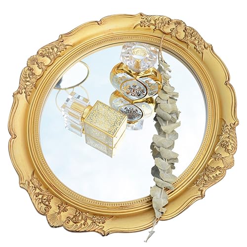 Espejo de maquillaje vintage para pared dorado miniatura 6