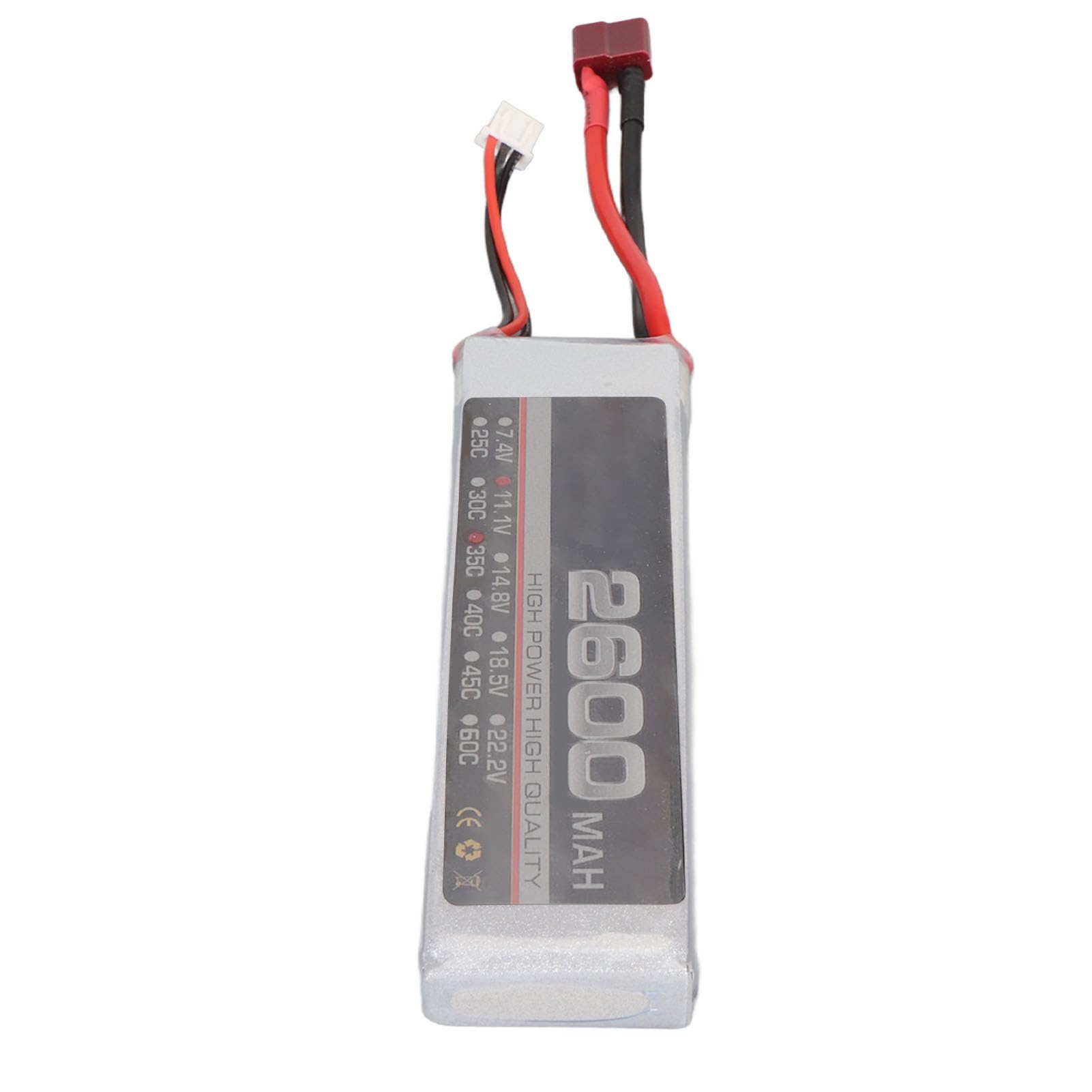 Batteria Lipo RC da 2600 MAh 35C 3S con Tensione 11,1 V, Fornisce Potenza Senza Pari Ed Energia Affidabile per Modelli RC di Aeroplani Quadcopter di Droni da Corsa FPV (Spina a T)