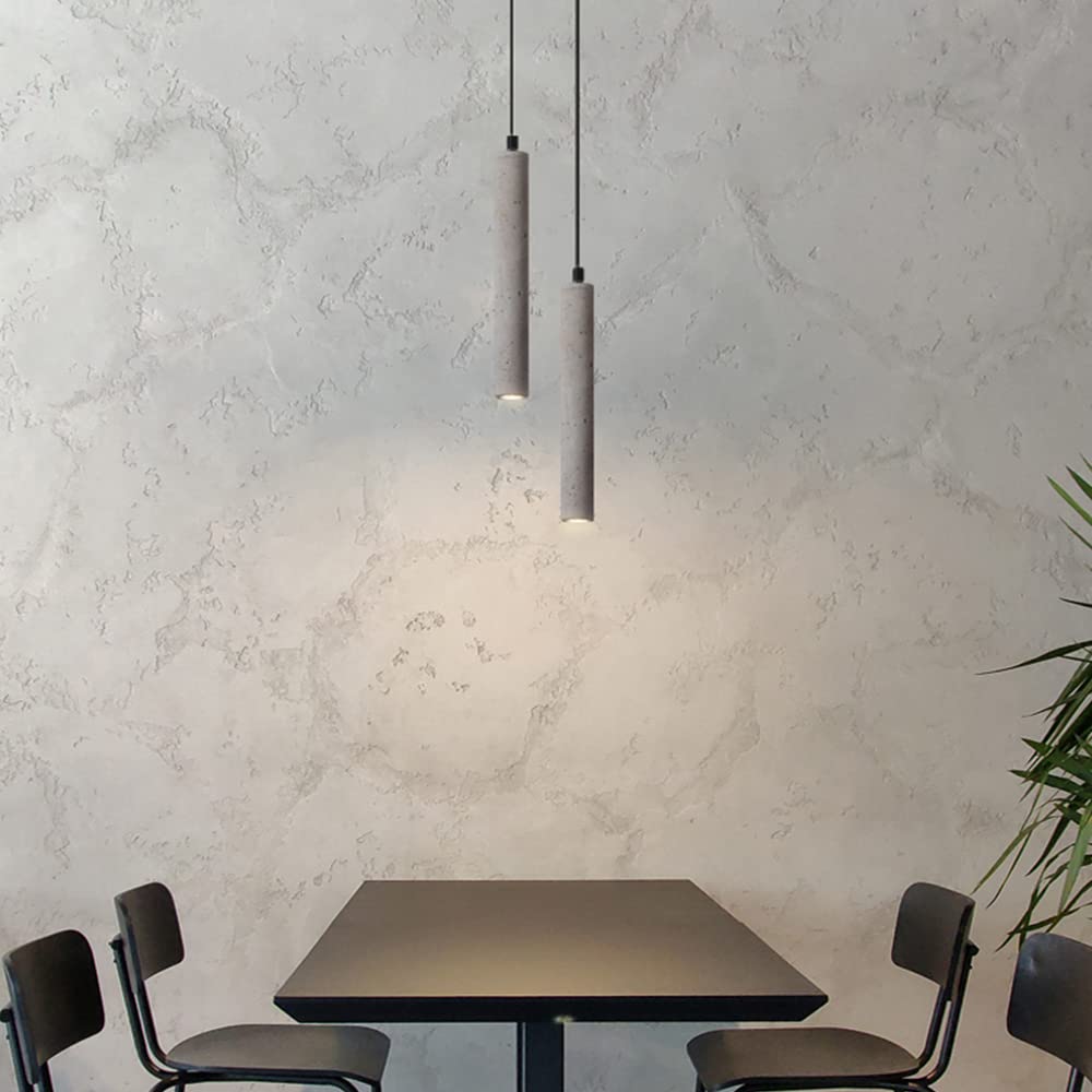 Genérico Lámpara De Araña De Cemento, con Tubo Cilíndrico Largo, Inoxidable Y Fácil De Limpiar, De Techo, Adecuada para Salón, Comedor Y Dormitorio (Height 4 * 30cm Warm Light)