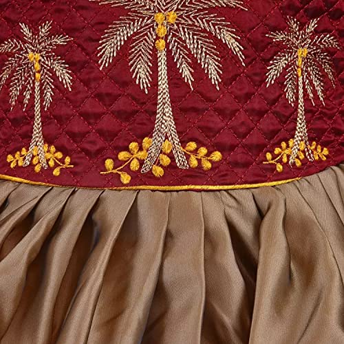 Image of Wish Karo Baby Girls Knee Length Satin Embroidered Party Dress-(fe2913nw)