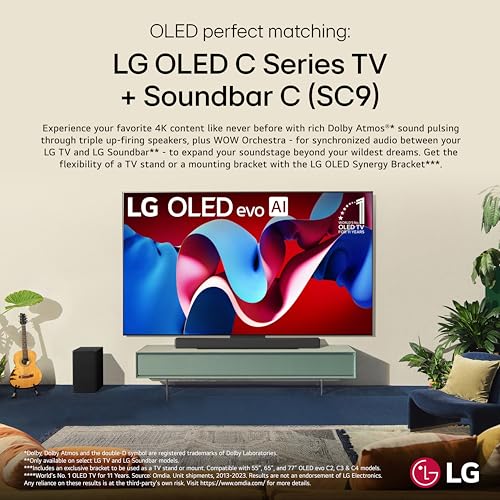 Image of LG 77-Inch Class OLED evo C4 Series Smart TV 4K Processor Flat Screen with Alexa Built-in (OLED77C4PUA, 2024),LG Sound Bar SC9S Perfect Matching for OLED C TV with IMAX Enhanced and Dolby Atmos