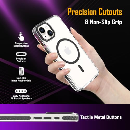Image of Zapcase Crystal Clear Back case for iPhone 14 | Hard PC Back | TPU Bumper with Inner Rubber Grip | Metal Camera Guard Bezel | Metal Buttons | Scratch Resistant Cover | 2 Layer Edge Protection | Black