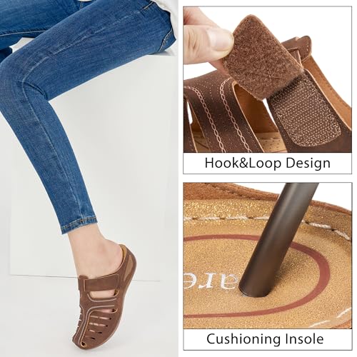 Image of HARENCE Clogs for Women Mules Shoes: Comfortable Dressy Closed Toe Platform Sandals 2026 Summer Casual Adjustable Slip On Walking Wedges