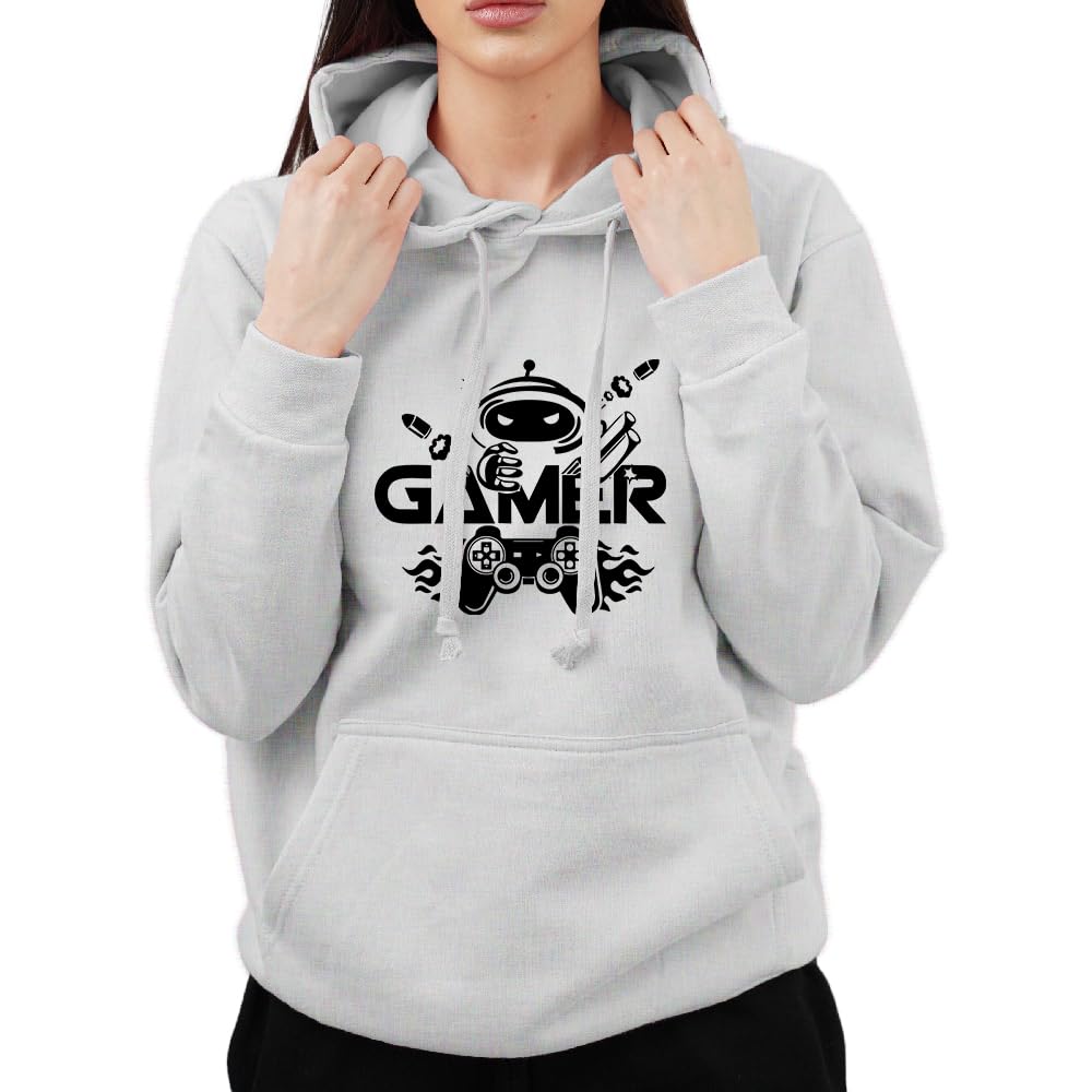 Funny Gamer Rock On Console Controller Sarcastic Gaming Lovers Gamers Kids Teen Adults Unisex Hoodie(M, Grey)