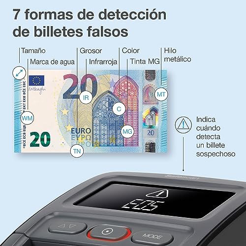 Safescan 155-S Automatic Counterfeit Banknote Detector Checks Banknotes in Four Positions with 100% Accuracy for Multiple Currencies, 112-0668