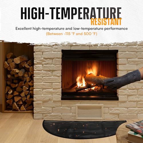 Alypt Fireproof Fireplace Hearth Mat 28"x14" Plus Gloves - Extra Thick 4.49mm, Fire Retardant Rugs for Fireplace, Stove, Patio, Kitchen, Fire Pit - Non-Slip Silicone Pad - Protects Against Embers - Image 5