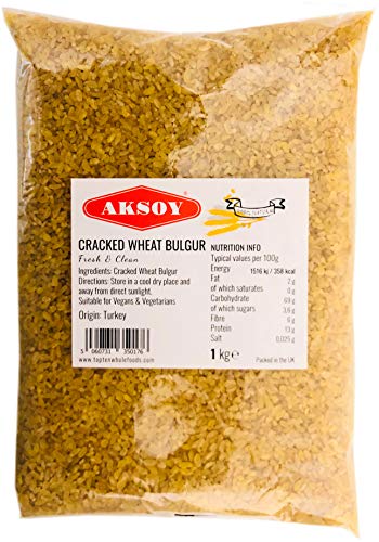 Aksoy Cracked Wheat Coarse Bulgur 1KG | Natural Whole Grain and Nutritious Bulgur Perfect for Cooking Soups and Pilafs with Exceptional Taste and Texture! (Packaging May Vary)