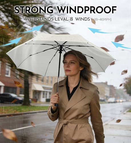 Travel Umbrella for Rain - Windproof Compact Folding Umbrella with 43" Canopy - Auto Open Close Portable Parasol - UPF 100+ Sun Protection - Image 5
