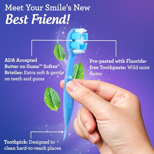 GuruNanda Ready-to-Go Disposable Mini Travel Toothbrushes - Butter on Gums Softex Bristles, Pre-Pasted Toothbrush & Toothpick - Fluoride-Free, No Rinsing Needed, 70 Ct 14 GuruNanda Ready-to-Go Disposable Mini Travel Toothbrushes - Butter on Gums Softex Bristles, Pre-Pasted Toothbrush & Toothpick - Fluoride-Free, No Rinsing Needed, 70 Ct - Image 6