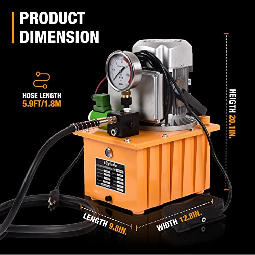 Image of Hydraulic Electric Pump 8.4Quart 2.1Gallon Single Acting Solenoid Valve 8L Hydraulic Power Pack Cylinder Electric Portable Pump, ZCB-700D