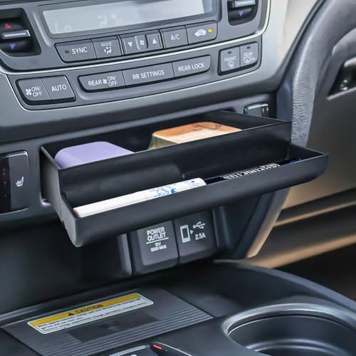 EDBETOS Console Drawer Tray Compatible with Honda Pilot 2016-2022/ Ridgeline 2017-2024/ Passport 2019-2024 Accessories Center Console Organizer Insert Tray Storage Box Coin Container, ABS Black