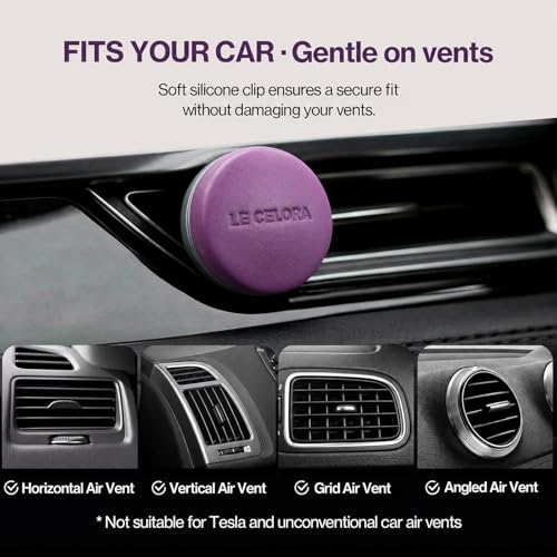 Image of LECELORA Car Fragrance Diffuser, Premium Car Scents Auto Air Freshener | Up to 180 Days, Handcrafted Lambskin Car Vent Clip, Car Interior Decor, New Driver Car Gifts, Jasmine & Cedar