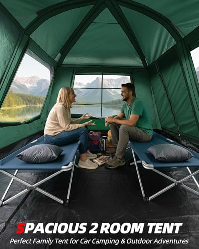 Abahub Tienda de Campaña para 10 Personas, Tienda Familiar con 2 Habitaciones y 2 Puertas, Gran Tienda con Cubierta de Lluvia, Porche y 4 Ventanas, 14ft x 10ft x 81in miniatura 3