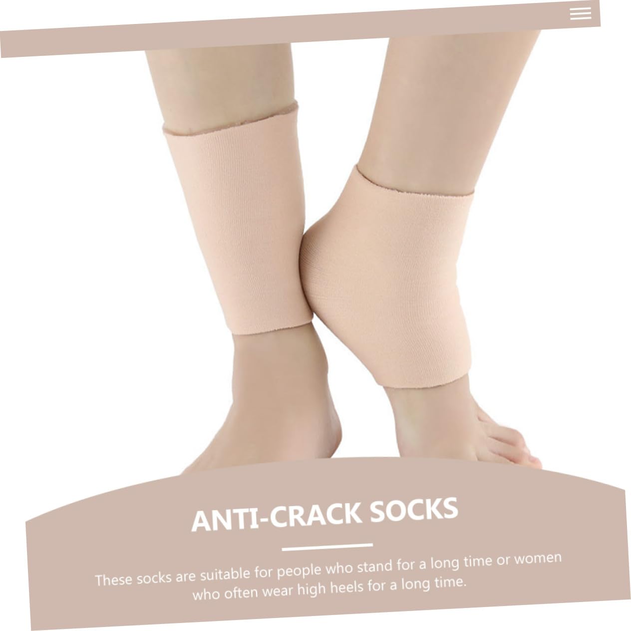 WOFASHPURET 1Pair Moisturizing Toeless Skid Socks for Dry Cracked Heels Protective Foot Care Sleeve for Relief and Tone Color