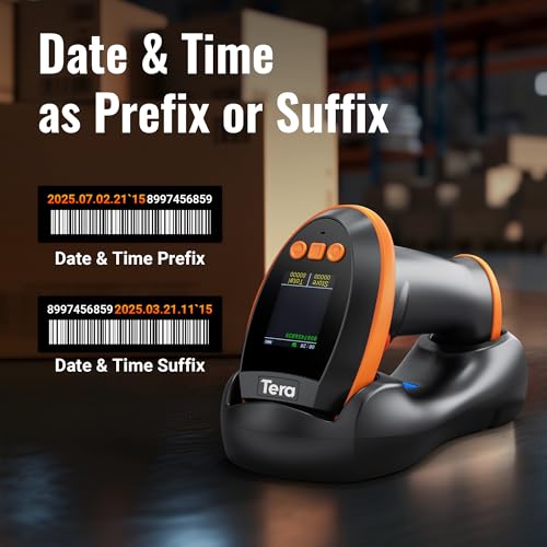 Image of Tera Pro Wireless 1D 2D QR Barcode Scanner with Digital Setting Screen Display Extra Fast Scanning Speed, Works with Bluetooth 2.4G Wireless & USB Wired, Handheld Image Bar Code Reader HW0009 Pro
