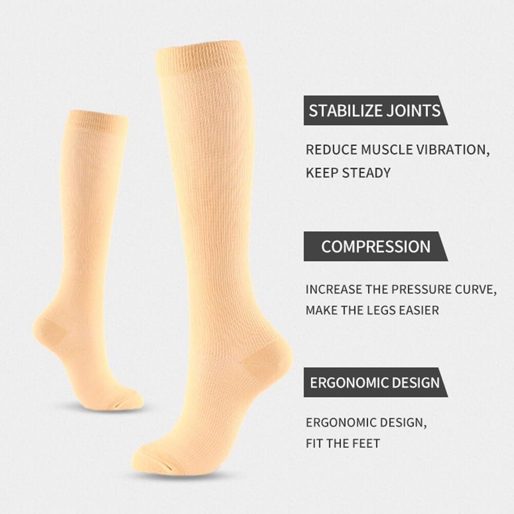 LICHENGTAI 3 paires de chaussettes de compression à fermeture éclair, chaussettes de compression hautes, bas de compression de soutien, pour femmes et hommes, chaussettes d'infirmière – S/M (35-38)