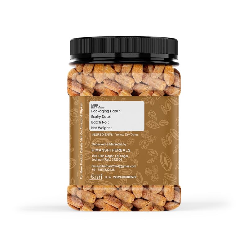 Image of HIMANSHI HERBALS Premium Dried Dates (Dry Date) Natural Soft Chewy Dates Dry Fruit,No Sugar Added, Rich in Fiber Healthy snacks
