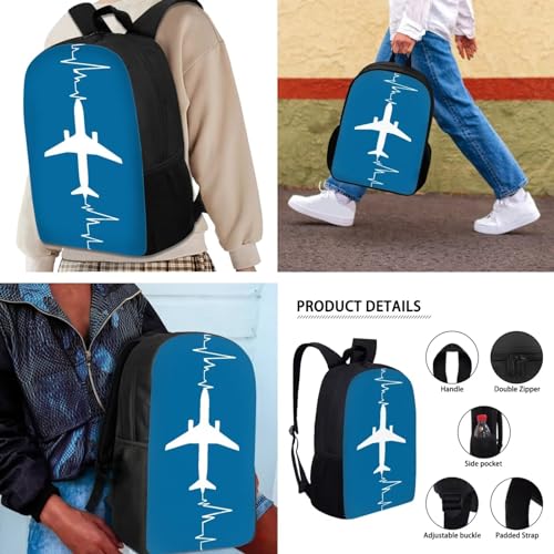 Airplane Boys Backpack for School Student Lightweight Cartoon Backpack with Lunch Box Pencil Case Schoolbag for Kids Elementary Middle 3 in 1 School Bag Set4