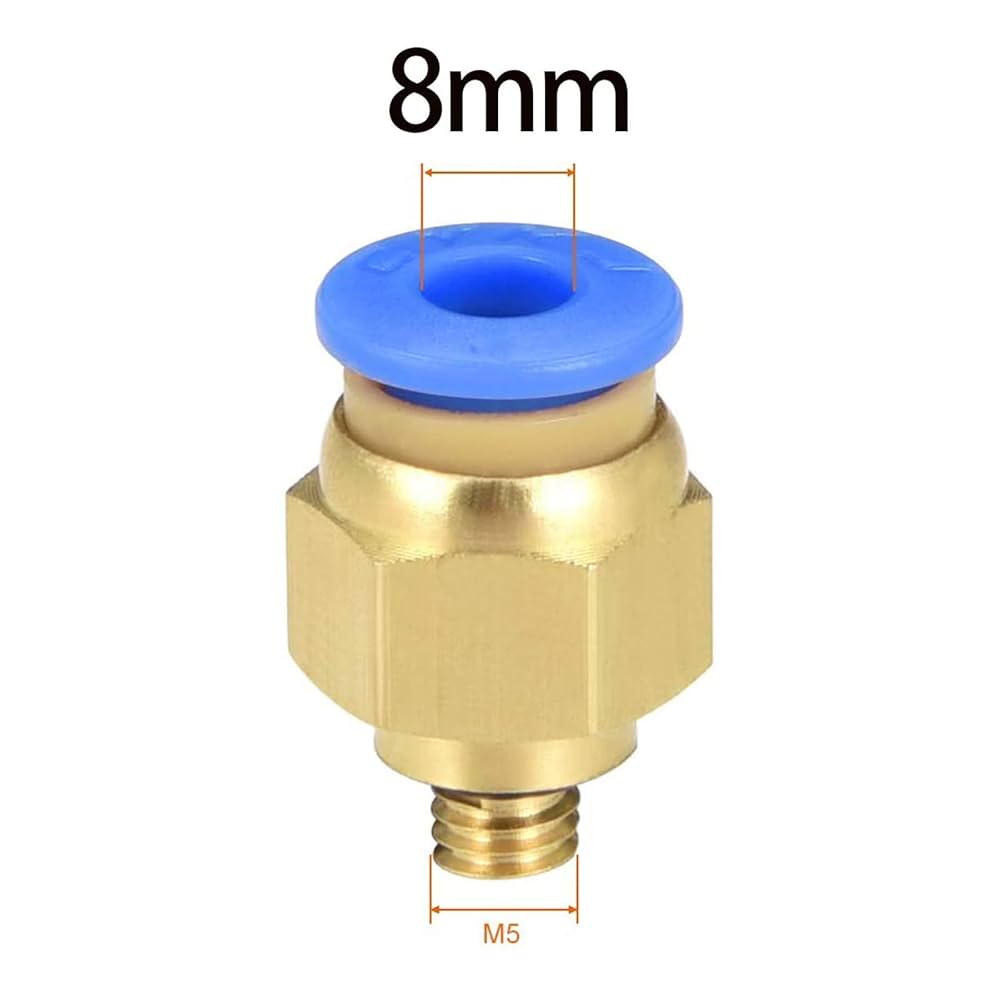PC8-M5 Push to Connect Fittings, 8mm Tube OD x M5 Thread