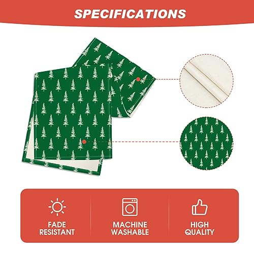 Image of Artoid Mode Green Xmas Tree Christmas Table Runner, Seasonal Winter Kitchen Dining Table Decoration for Home Party Decor 13x72 Inch