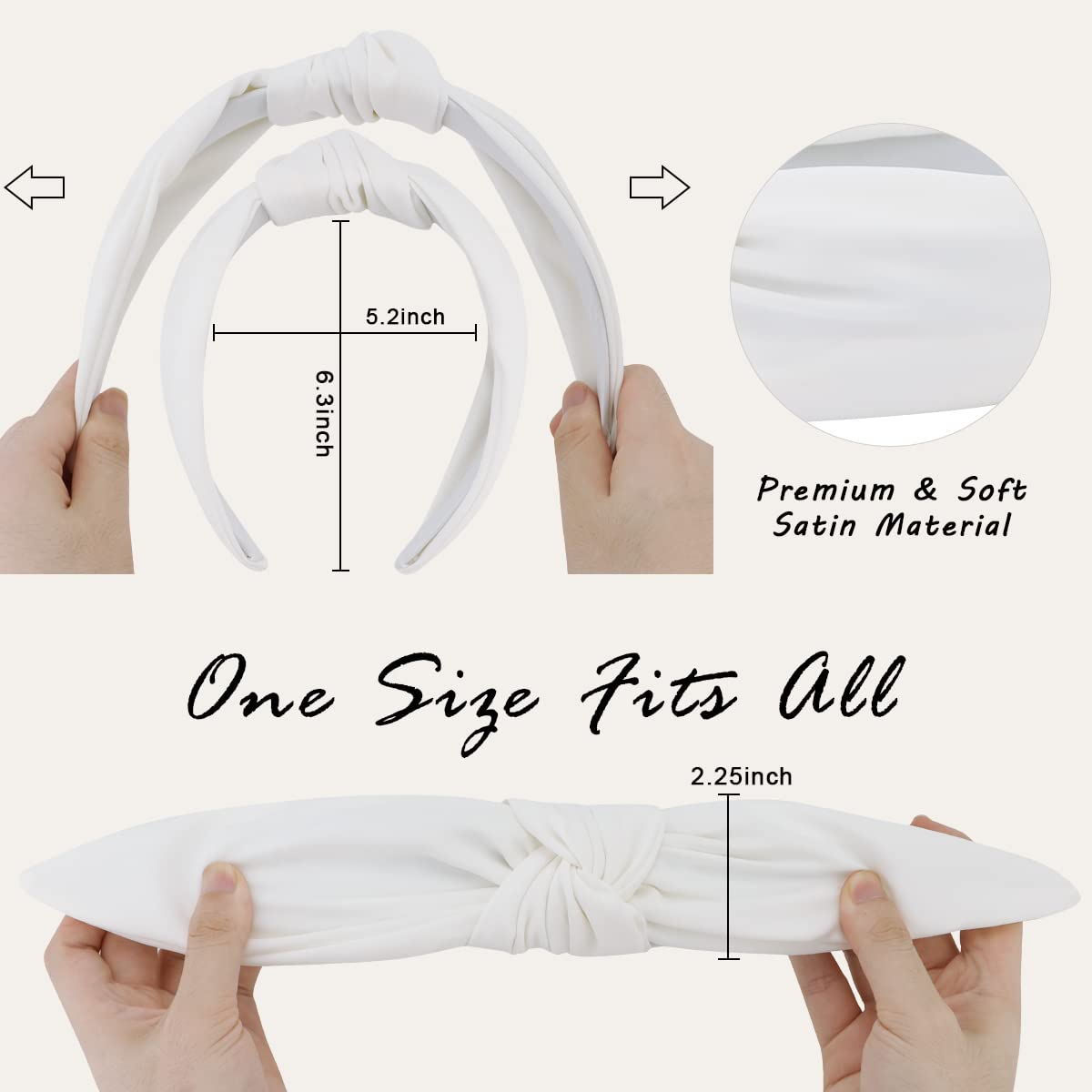 Amazon.com : TOBATOBA White Headband Knotted Headband for Women 