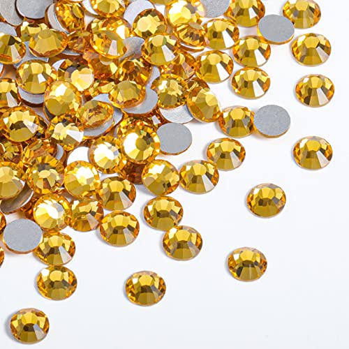 Image of Beadsland 576pcs Flat Back Crystal Rhinestones Round Gems for Nail Art and Craft Glue Fix, Topaz, SS30,6.3-6.5mm