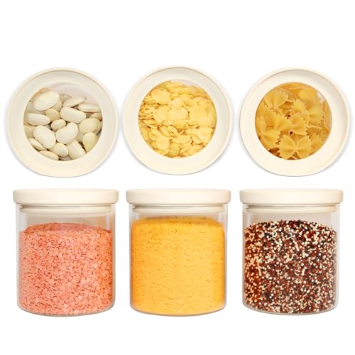 Glass Food Storage Jar with Glass Lid, Food Canister Set with Air...