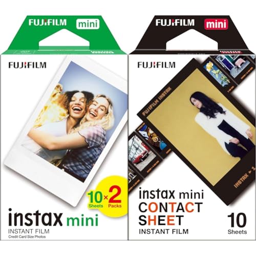 Fujifilm instax - Twin Films pour Mini - 86 x 54 mm - 20 Count (Pack of 1) & Film Mini Contact Sheet Border (10 Shot Pack)