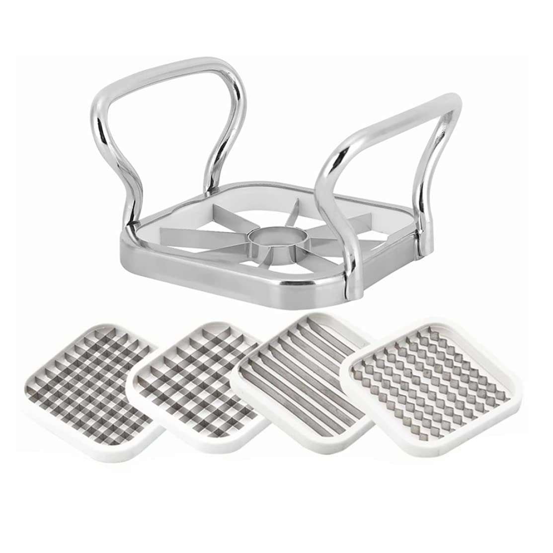 Licsaliwe Veggie Chopper, 5 in 1 Stainless Steel Potato Cutter, Vegetable Chipper Fruit Slicer Kitchen Gadget