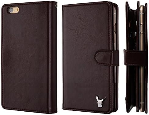iPhone 6 Plus (5.5) Case,[Burgandy] Luxury [Dual Wallet] [Wristlet] Cow Leather [7 Card Slot] [Standing] Book Wallet Flip Case Cover for Apple iphone 6 Plus 5.5" inches