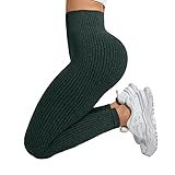 HUBGFEQ Seamless Naked Sensation High Elastic Women's Yoga Pants 3-Section Waist Butt-Lifting Tights Gym-Dark Green-Xs