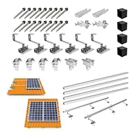 SAVOLAR Solarmodul Halterung Ziegeldach Montageset für 2 Paneele – Edelstahl-Dachhaken und Aluminium-Profile, kompatibel mit 30-40 mm dicke Solarmodulen auf Schrägdächern, 0% MwSt.