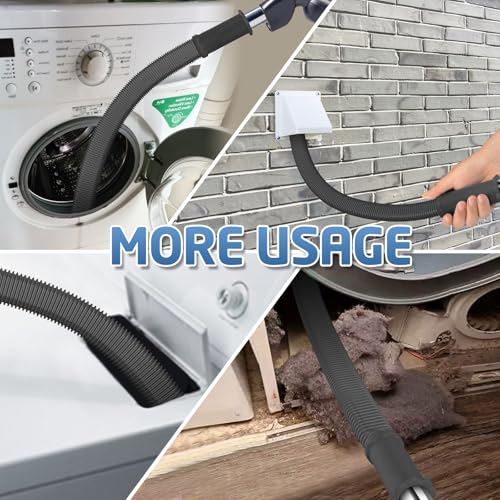 Image of PetOde 2 Pieces Dryer Vent Cleaner Kit Compatible with Most Vacuum Cleaner, Dryer Lint Brush and Vacuum Hose Attachment, Quickly Lint Remover, Black